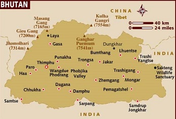 bhutan map